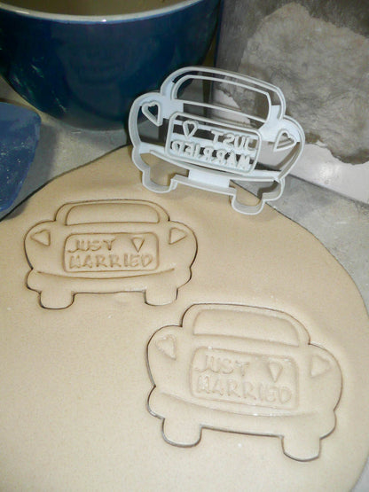 Just Married Sign On Wedding Getaway Car Newlyweds Cookie Cutter USA PR3012