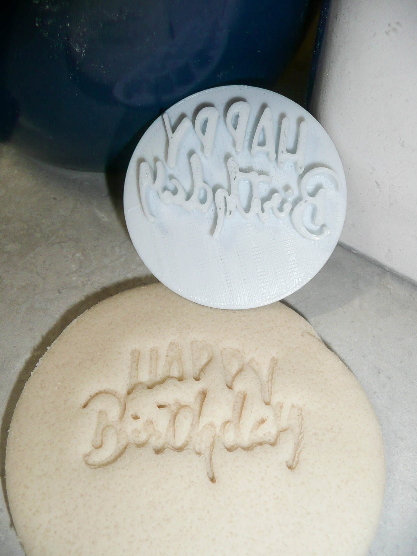 Happy Birthday Text Words Fun Script Font Cookie Stamp Embosser USA PR2821