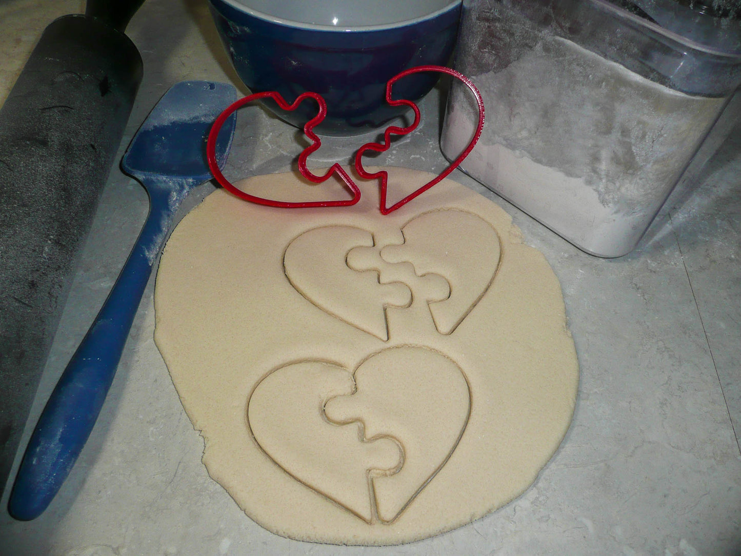 Heart Puzzle Pieces Love Valentines Wedding Set Of 2 Cookie Cutters USA PR3325
