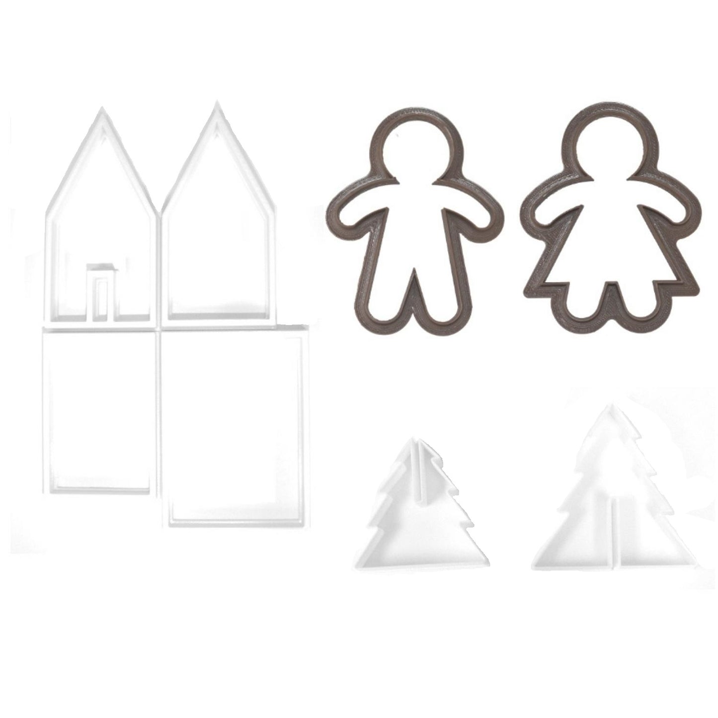 3D Gingerbread Village Christmas Set Of 4 Cookie Cutters USA PR1116