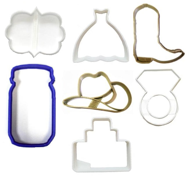 Country Rustic Charm Wedding Bridal Shower Set Of 7 Cookie Cutters USA PR1180