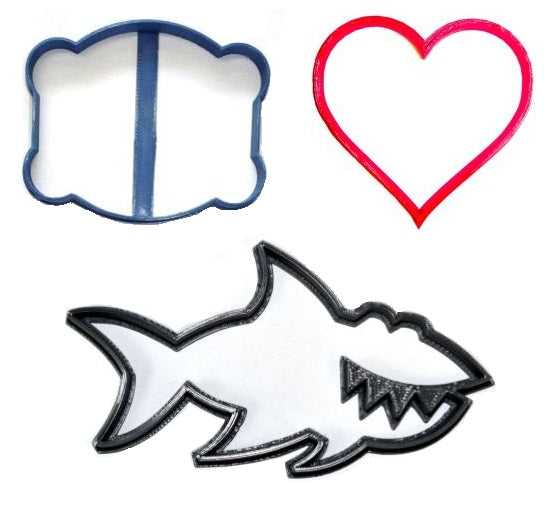 Love Bites Valentine Heart Shark Bite Set Of 3 Cookie Cutters USA PR1211