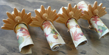 Turkey Napkin Rings Set Of 4 Thanksgiving Table Decor Made In USA PR128-4