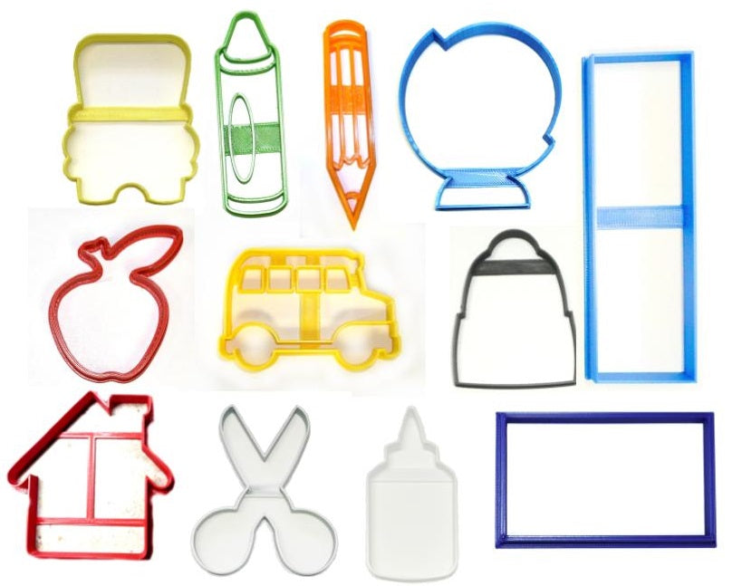School Supplies Large Kit Set of 12 Cookie Cutters USA PR1499