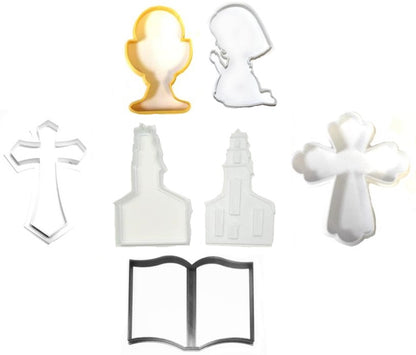 Church Prayer Worship Set Of 7 Cookie Cutters And Cookie Stamp USA PR1538