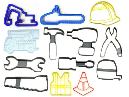 Construction Equipment Building Tools Gear Set Of 13 Cookie Cutters USA PR1556