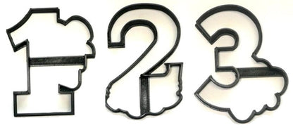 Floral Edge Flower Numbers One 1 Two 2 Three Set Of 3 Cookie Cutters USA PR1582