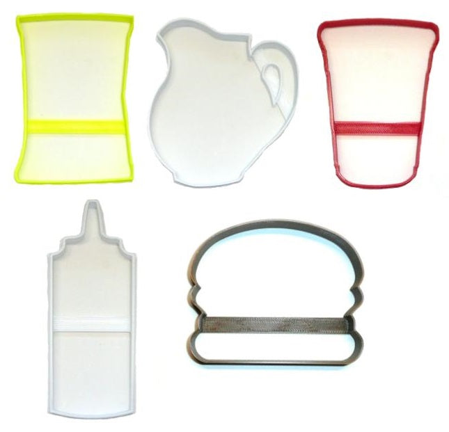Picnic Summer Outdoors Park Food Meal Set Of 5 Cookie Cutters USA PR1585