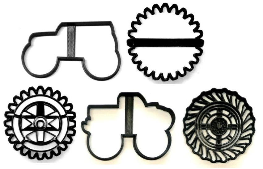 Monster Trucks and Tires Big Vehicle Machine Set Of 5 Cookie Cutters USA PR1587