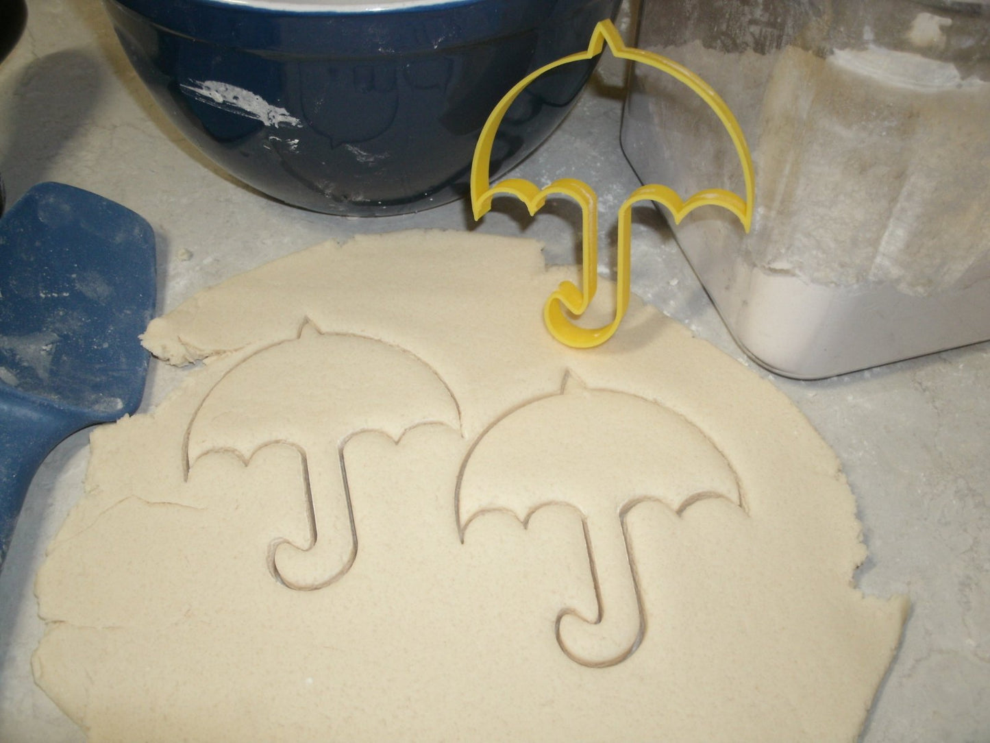 umbrella cookie cutter with dough cut outs