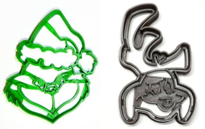 Grinch and Max Faces Christmas Movie Set Of 2 Cookie Cutters PR1626