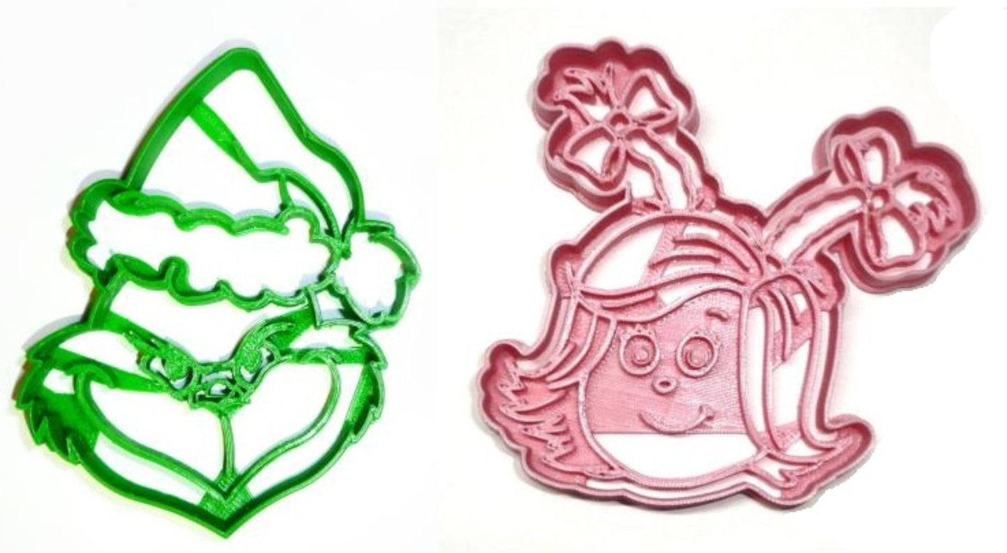 Grinch and Cindy Lou Who Faces Christmas Movie Set Of 2 Cookie Cutters PR1627