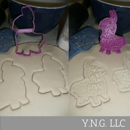 Llama Donkey Fortnite Video Game 2 pc Cookie Cutter and Stamp Made in USA PR1634