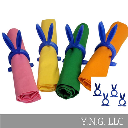Happy Easter Bunny Rabbit Ears Set of 4 Napkin Rings Holders Made in USA PR202-4