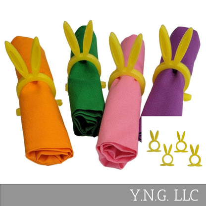 Happy Easter Bunny Rabbit Ears Set of 4 Napkin Rings Holders Made in USA PR202-4