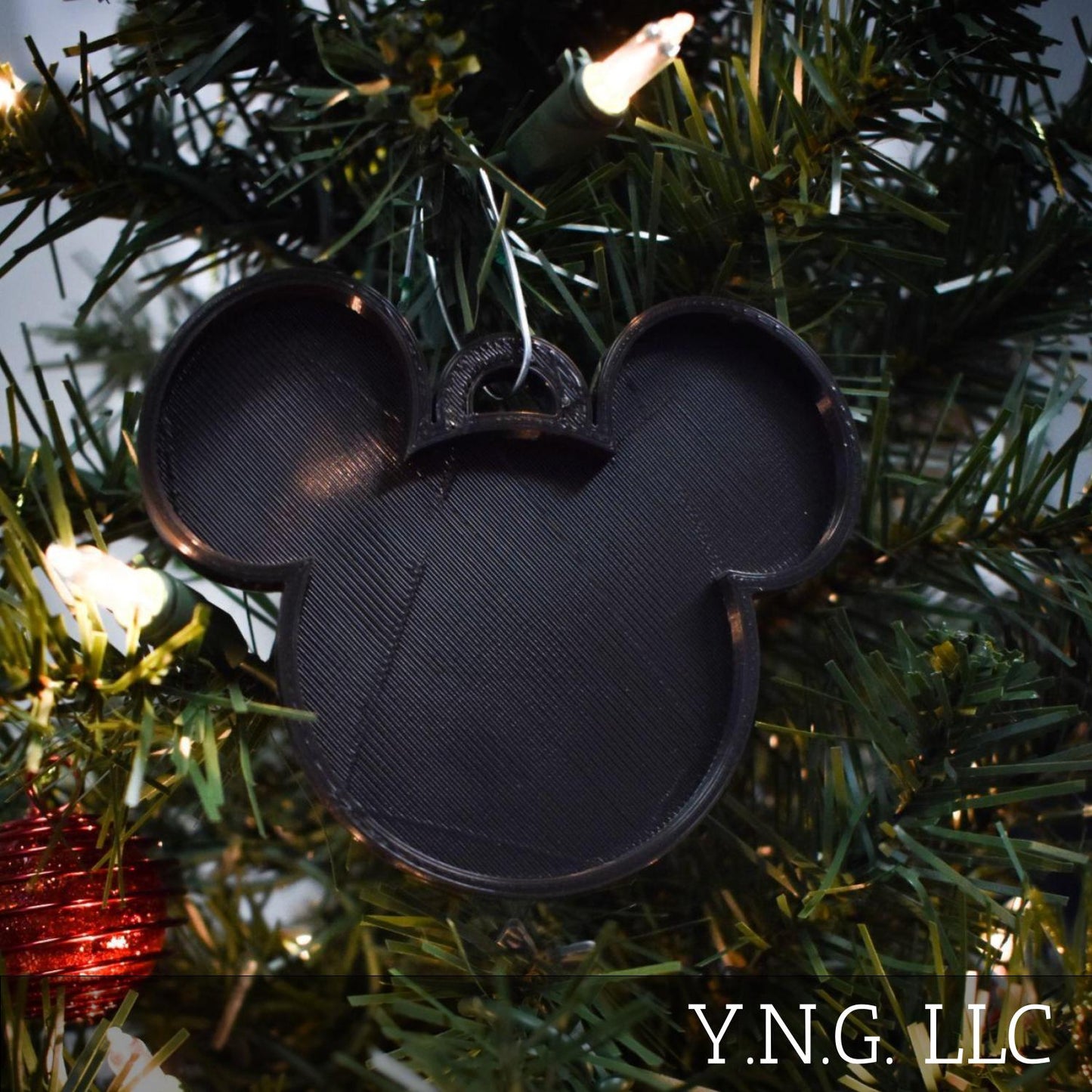 Mickey Mouse Face Ears Shape Black Christmas Ornament Made In USA PR2232