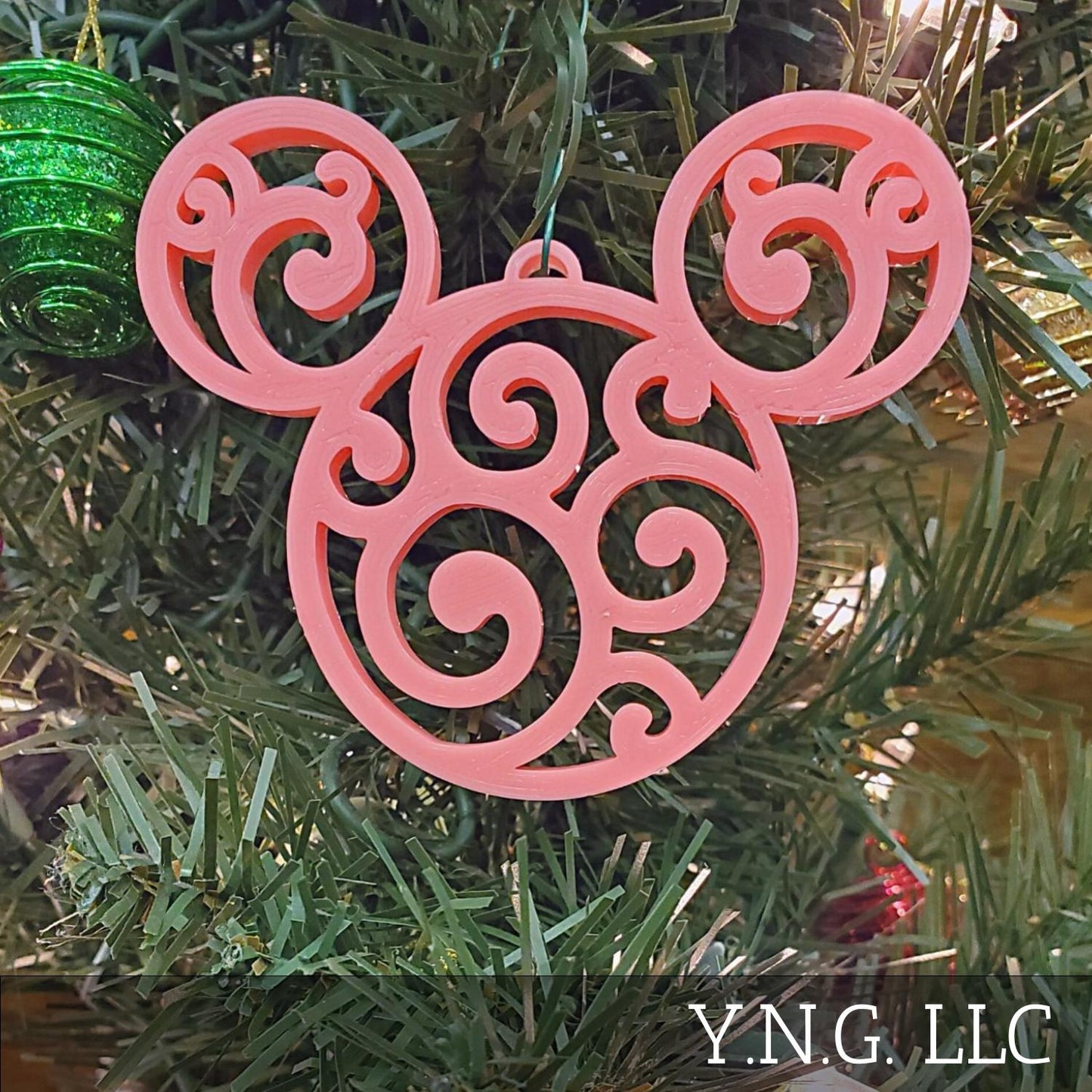 Mickey Mouse Head Ears Swirl Design Ornament Christmas Decor Made in USA PR2235