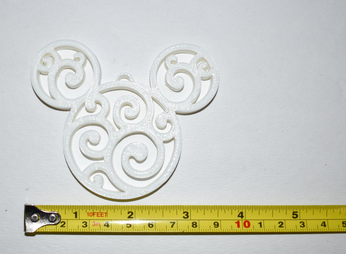 Mickey Head Swirl Design Christmas Ornaments Set Of 3 White Made In USA PR1656