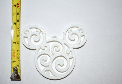Mickey Head Swirl Design Christmas Ornaments Set Of 3 Green Made In USA PR1663