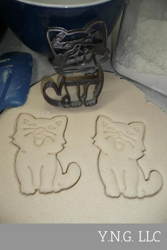 Yawning Smiling Cat Kitty Animal Cookie Cutter Made in USA PR2360