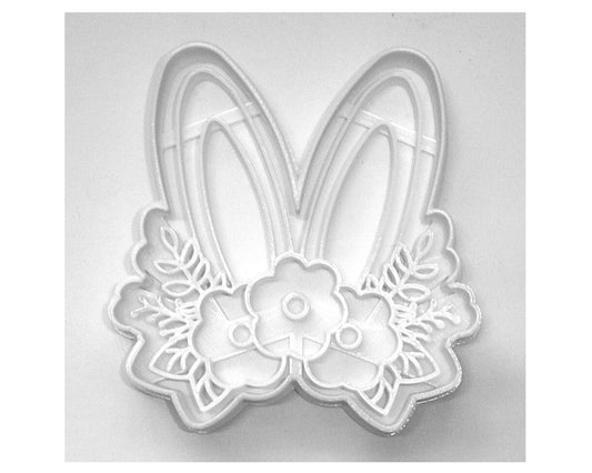 6x Floral Easter Bunny Ears Fondant Cutter Cupcake Topper Size 1.75" USA FD3452