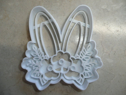 6x Floral Easter Bunny Ears Fondant Cutter Cupcake Topper Size 1.75" USA FD3452