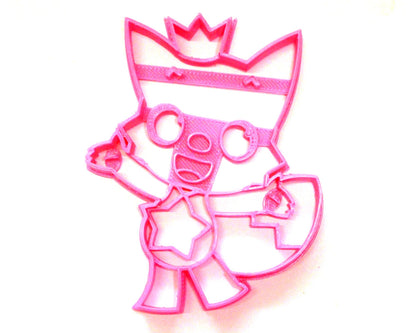 6x Pinkfong Pink Fox With Crown Fondant Cutter Cupcake Topper 1.75 Inch FD3517