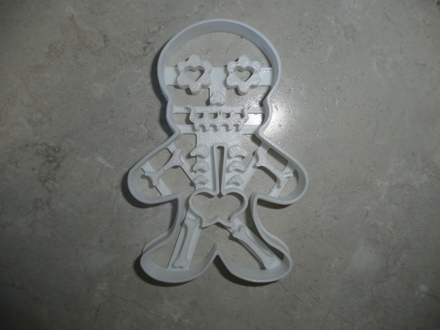 6x Skeleton With Gingerbread Body Fondant Cutter Cupcake Topper 1.75 Inch FD3619
