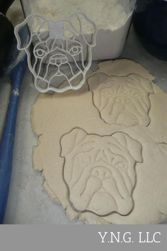 Bulldog Dog Face Detailed Muscular Wrinkled Breed Cookie Cutter USA PR3846