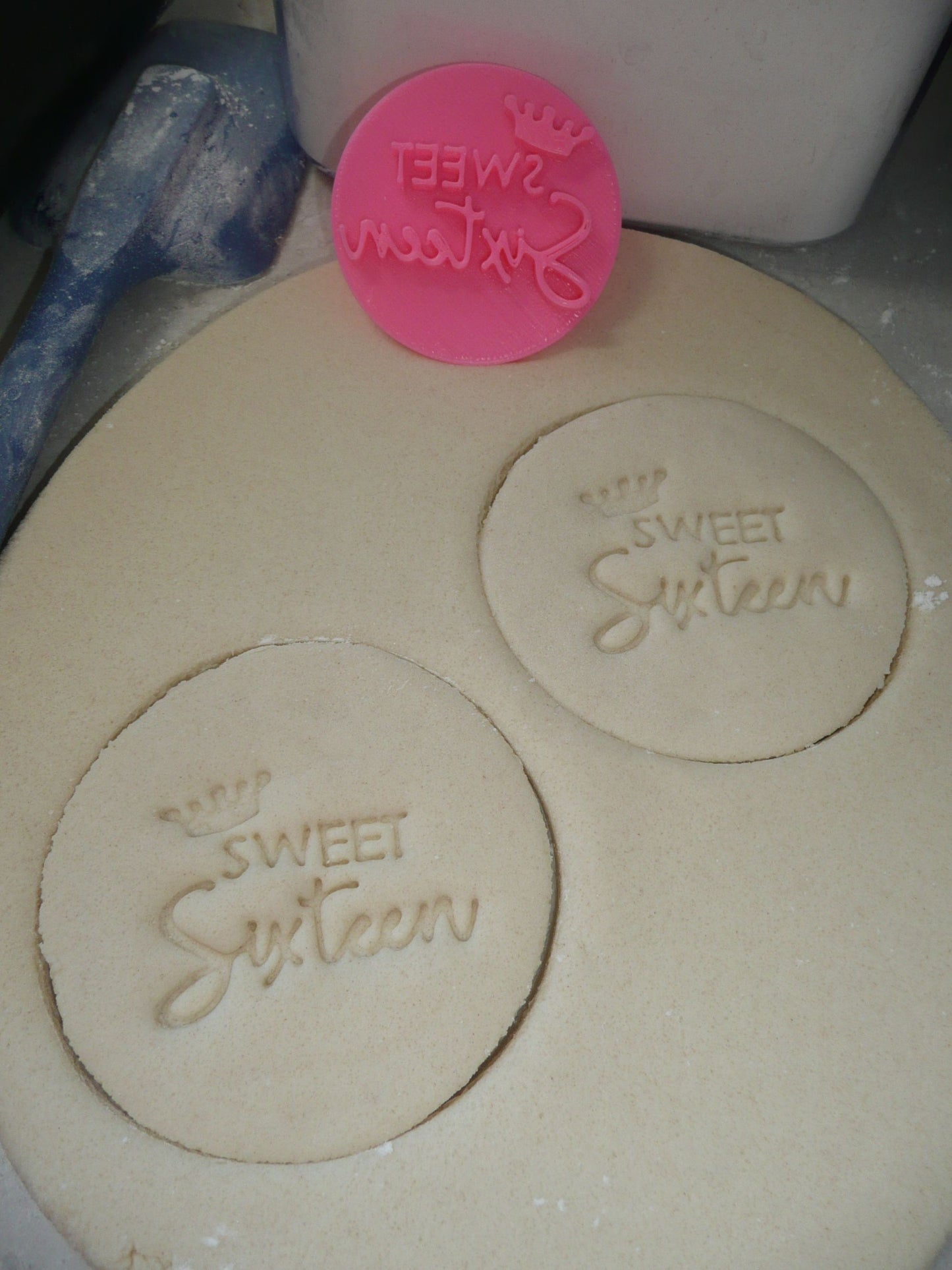 Sweet Sixteen Words Princess Tiara Crown Script Font Cookie Stamp USA PR4005