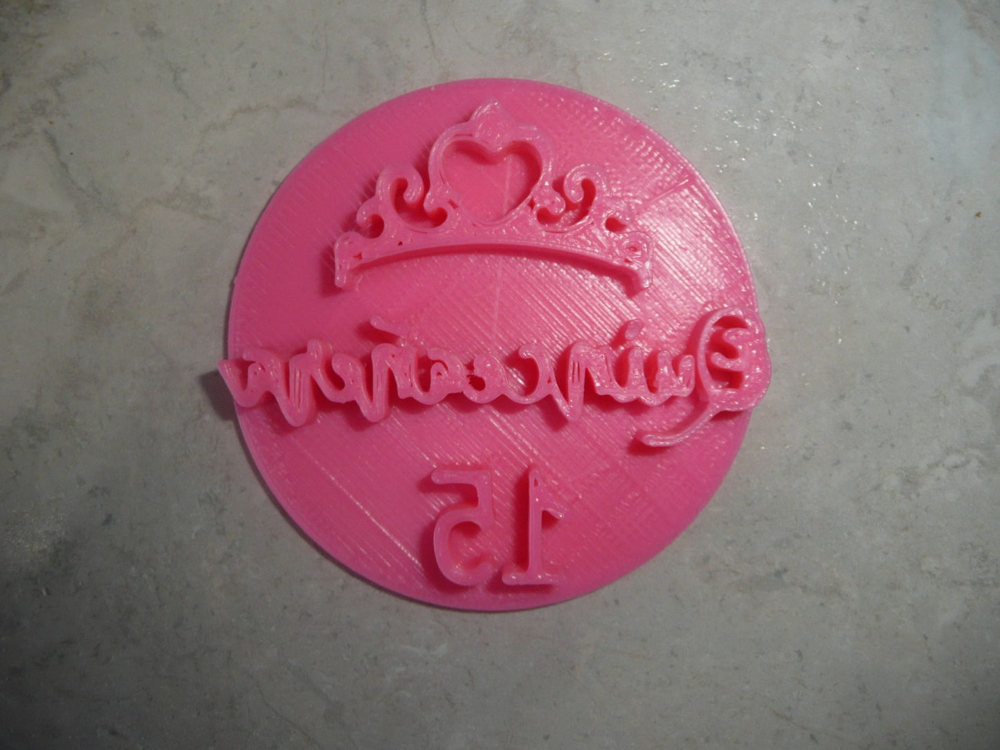 Quinceanera Word With Princess Tiara Crown Cookie Stamp Embosser USA PR4006