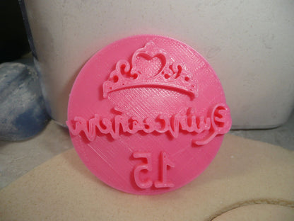 Quinceanera Word With Princess Tiara Crown Cookie Stamp Embosser USA PR4006