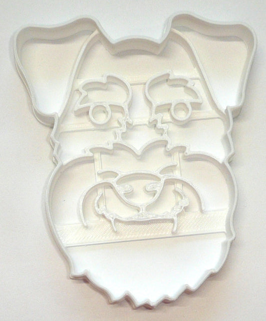 6x Schnauzer Dog Face Fondant Cutter Cupcake Topper 1.75 IN USA FD4023