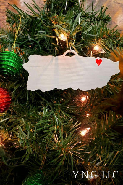 Puerto Rico San Juan Heart Ornament Christmas Decor Made in USA PR4054