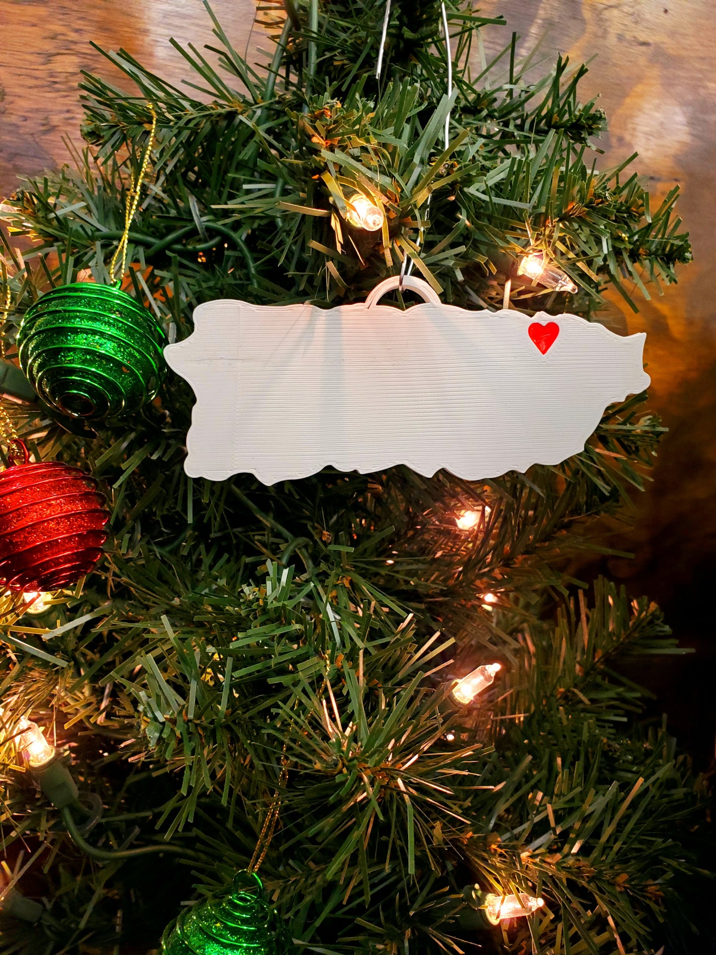 Puerto Rico San Juan Heart Ornament Christmas Decor Made in USA PR4054