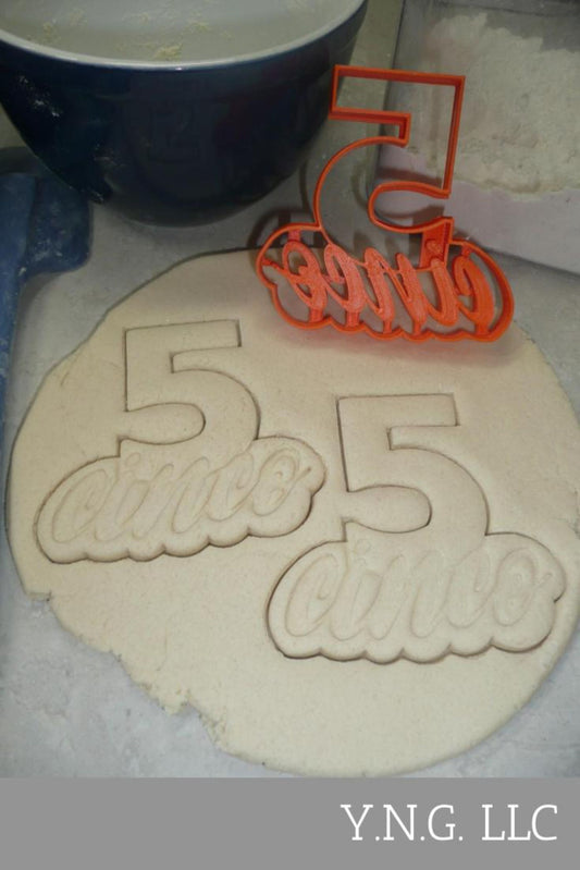 Spanish Number Cinco 5 With Word Cookie Cutter Cortador De Galletas USA PR4125
