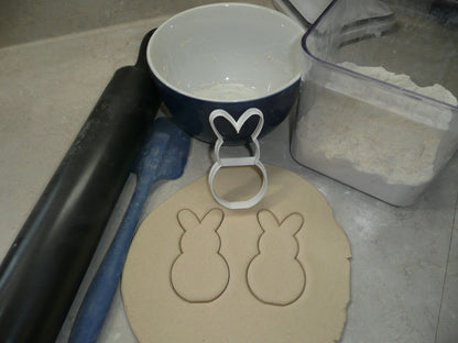 Easter Bunny Peep Outline Rabbit Full Body Round Bottom Cookie Cutter USA PR4156