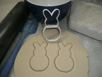Easter Bunny Peep Outline Rabbit Full Body Round Bottom Cookie Cutter USA PR4156