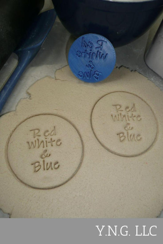 Red White And Blue Words 4th Of July Patriotic Cookie Stamp Embosser USA PR4275
