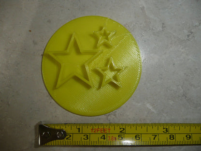 3 Stars Outline Design Impression Celebration Cookie Stamp Embosser USA PR4281