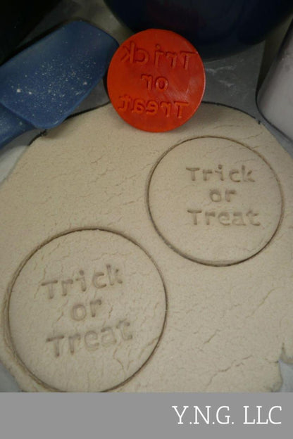 Trick Or Treat Text Words Halloween Cookie Stamp Embosser USA PR4285