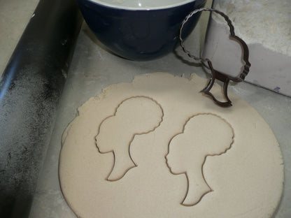 Afro Girl Silhouette Side View Barbie Cookie Cutter USA PR4448