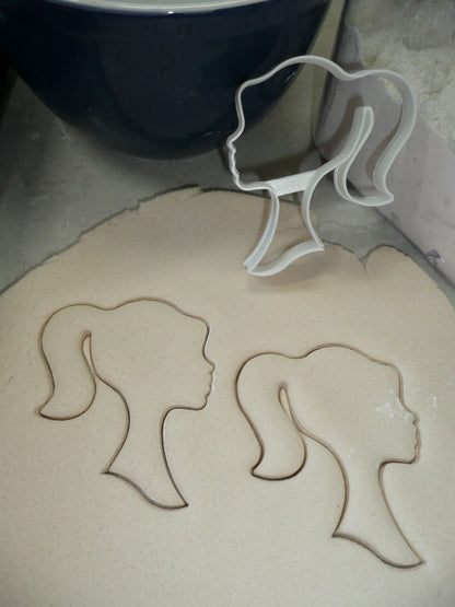 Barbie Girl Silhouette Side View Ponytail Cookie Cutter USA PR4449
