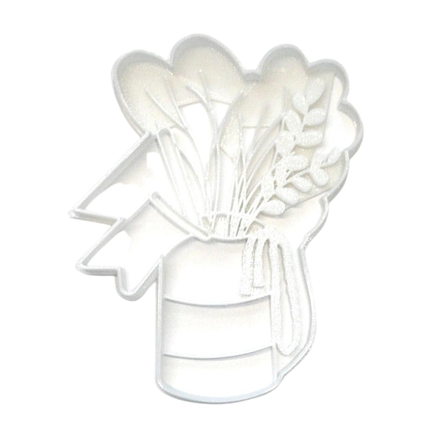 Flowers In Jar With Ribbon Banner Arrangement Cookie Cutter Made In USA PR4526