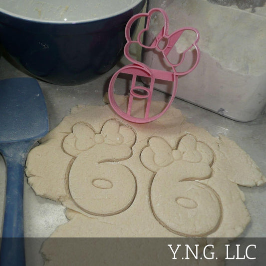 Minnie Mouse Themed Number Six 6 Detailed Cookie Cutter Made In USA PR4556