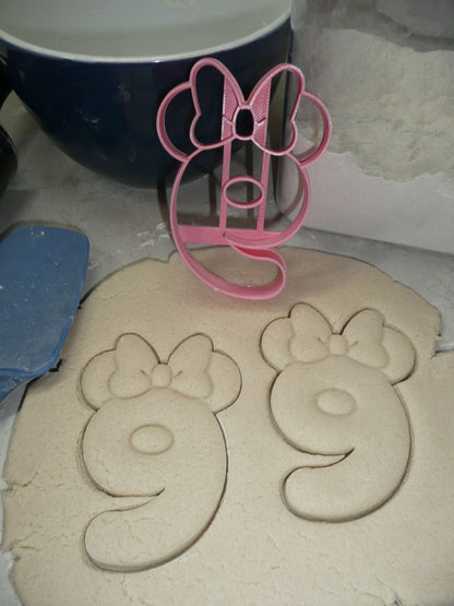 Minnie Mouse Themed Number Nine 9 Detailed Cookie Cutter Made In USA PR4559