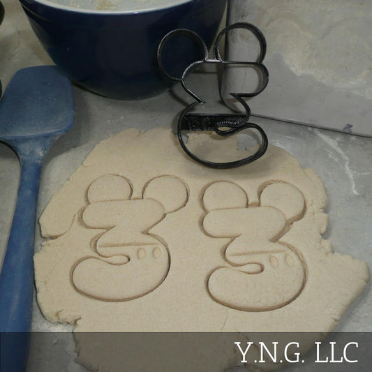 Mickey Mouse Themed Number Three 3 Detailed Cookie Cutter Made In USA PR4563