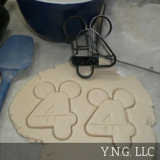 Mickey Mouse Themed Number Four 4 Detailed Cookie Cutter Made In USA PR4564