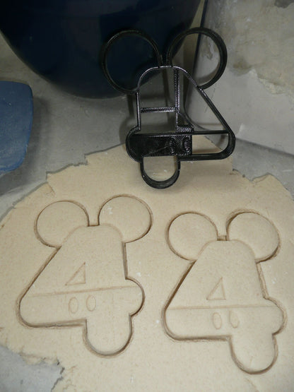 Mickey Mouse Themed Number Four 4 Detailed Cookie Cutter Made In USA PR4564