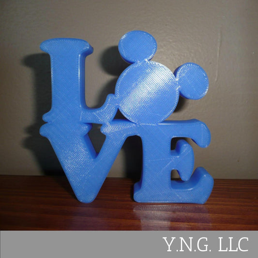 LOVE Word Quote With Mickey Mouse Face Head Blue Made in USA PR4781